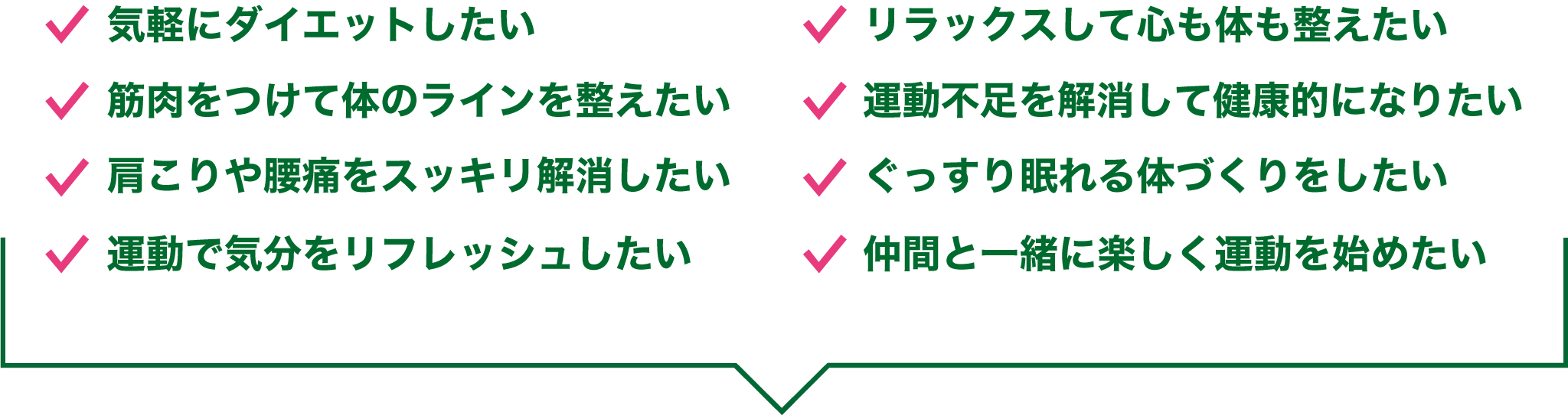 気軽にダイエットしたい、体のラインを整えたい、肩こりや腰痛を解消したい