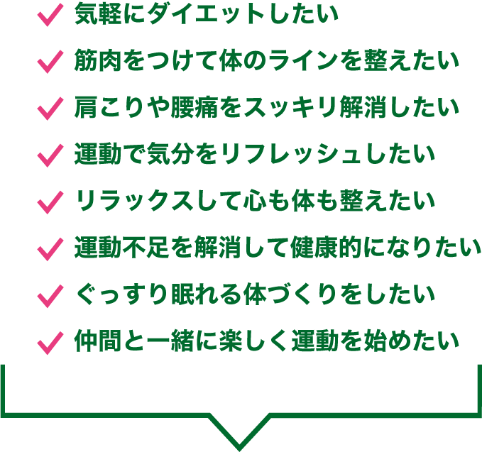 気軽にダイエットしたい、体のラインを整えたい、肩こりや腰痛を解消したい